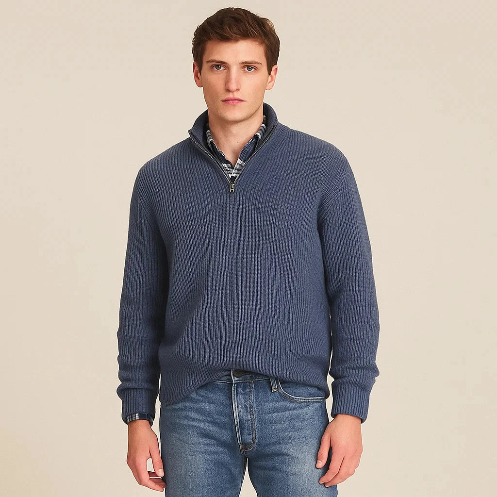 Men’s Pullover in Business-Casual Style with Zipper