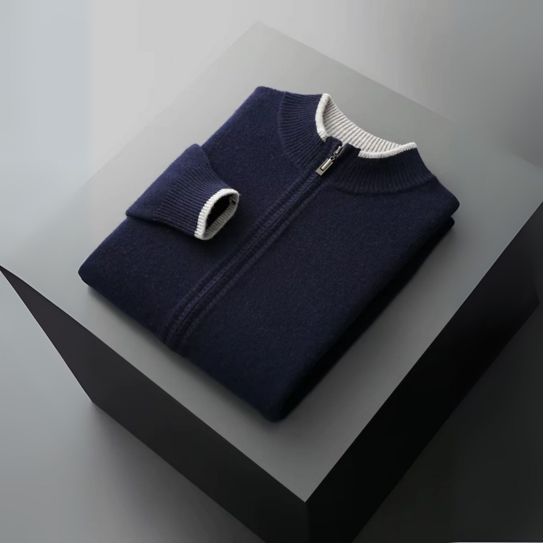 Men’s Two Tone Merino Wool Zip Cardigan