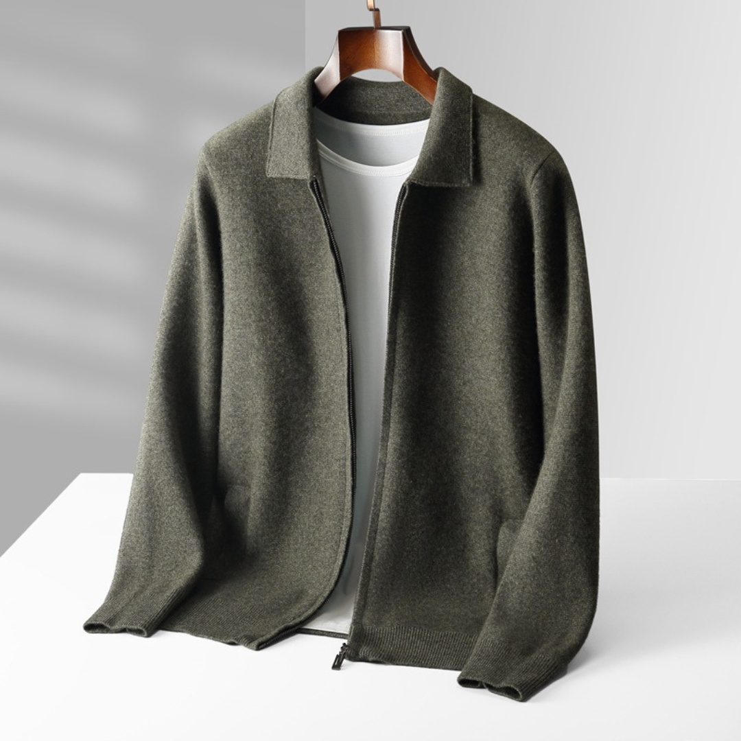 Men’s Pure Wool Zip Knit Cardigan