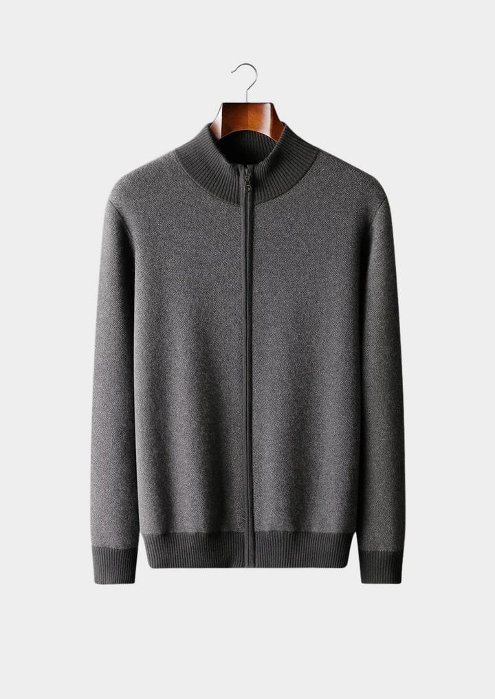 Men’s Knit Jacquard Zip Cardigan