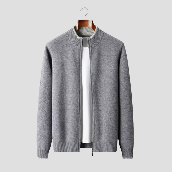 Men’s Two Tone Merino Wool Zip Cardigan