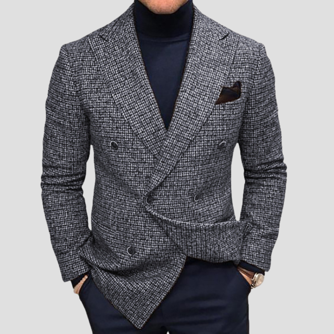 MEN’S CHECK BLAZER WITH TWO-ROW BUTTON FRONT