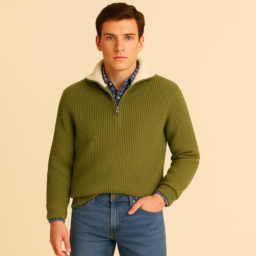 Men’s Stand Collar Pullover with Zipper