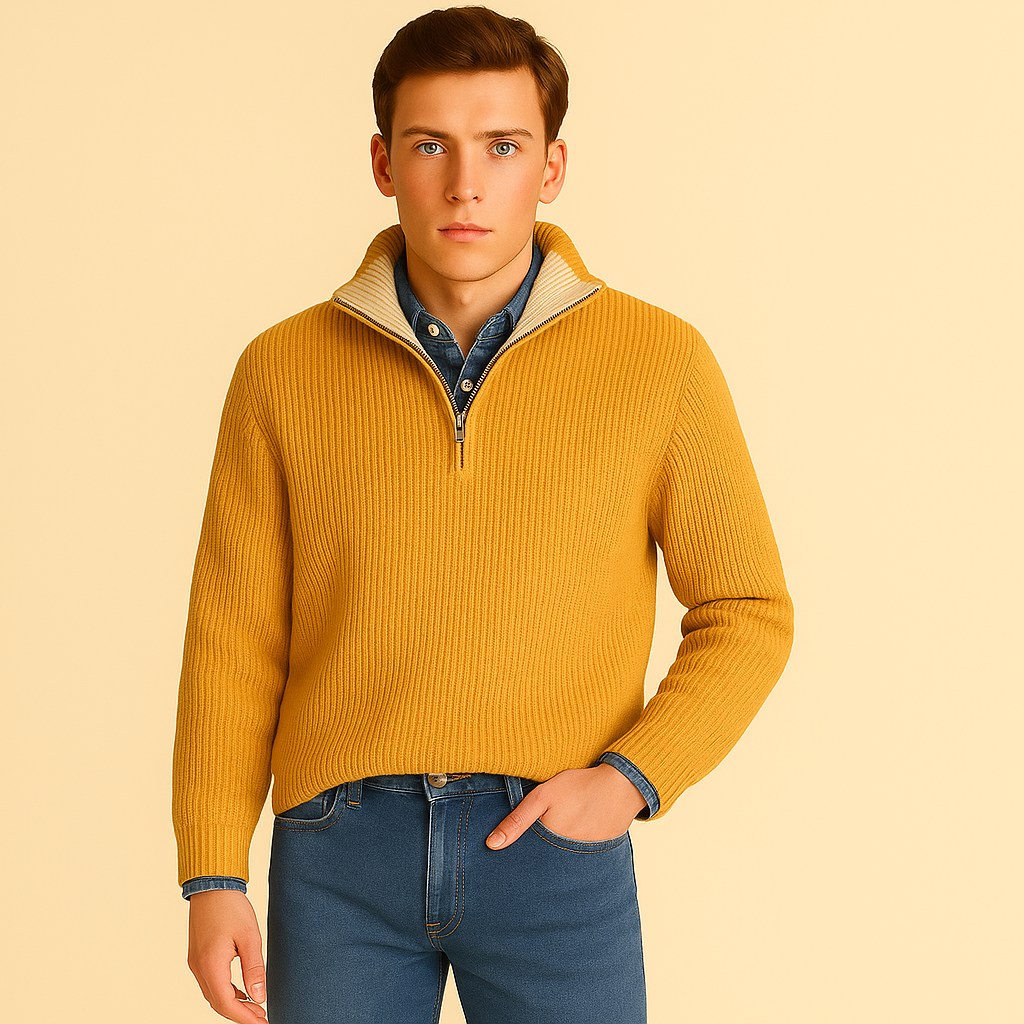 Men’s Stand Collar Pullover with Zipper