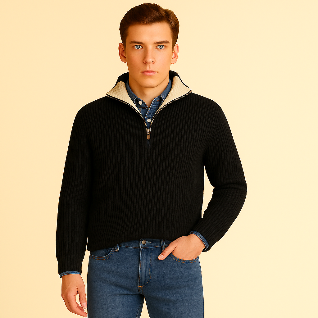 Men’s Stand Collar Pullover with Zipper