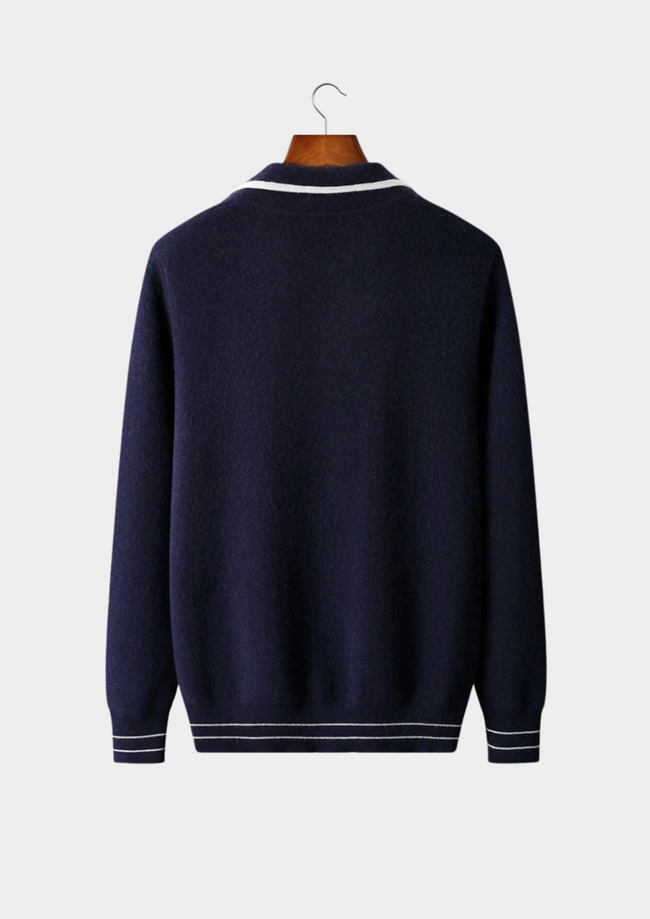 Men’s Wool Two-Tone Polo Cardigan