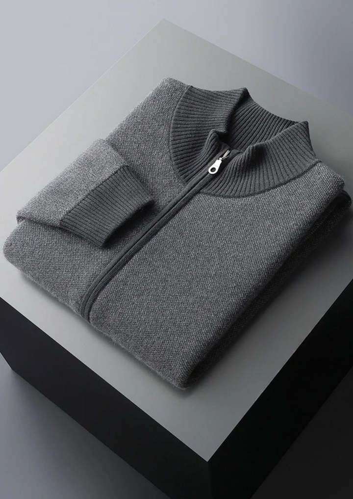 Men’s Knit Jacquard Zip Cardigan