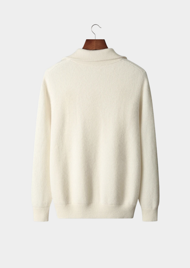 Men’s Wool Ribbed Zip Cardigan