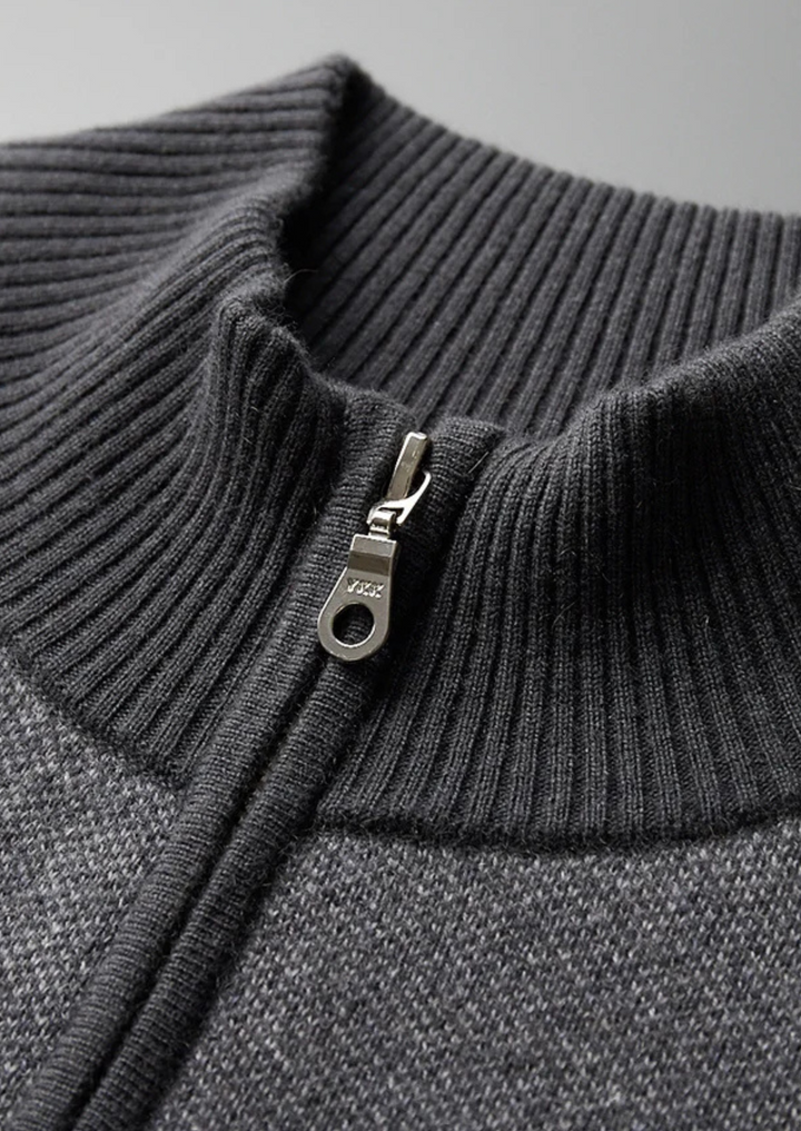 Men’s Knit Jacquard Zip Cardigan