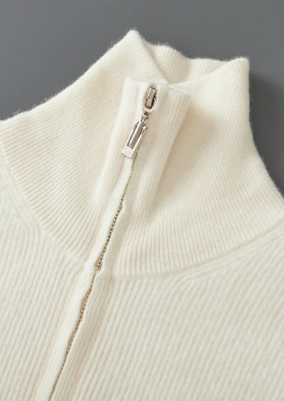 Men’s Wool Ribbed Zip Cardigan
