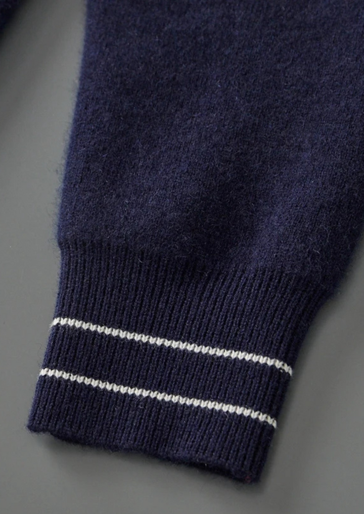 Men’s Wool Two-Tone Polo Cardigan