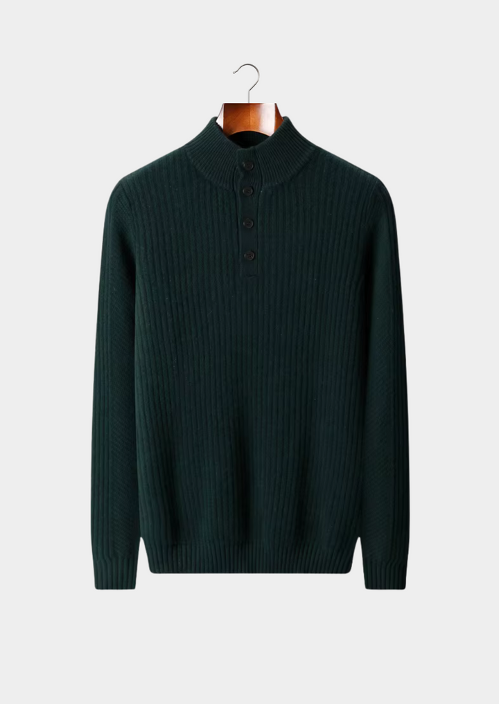 Men’s Wool Ribbed Henley Sweater