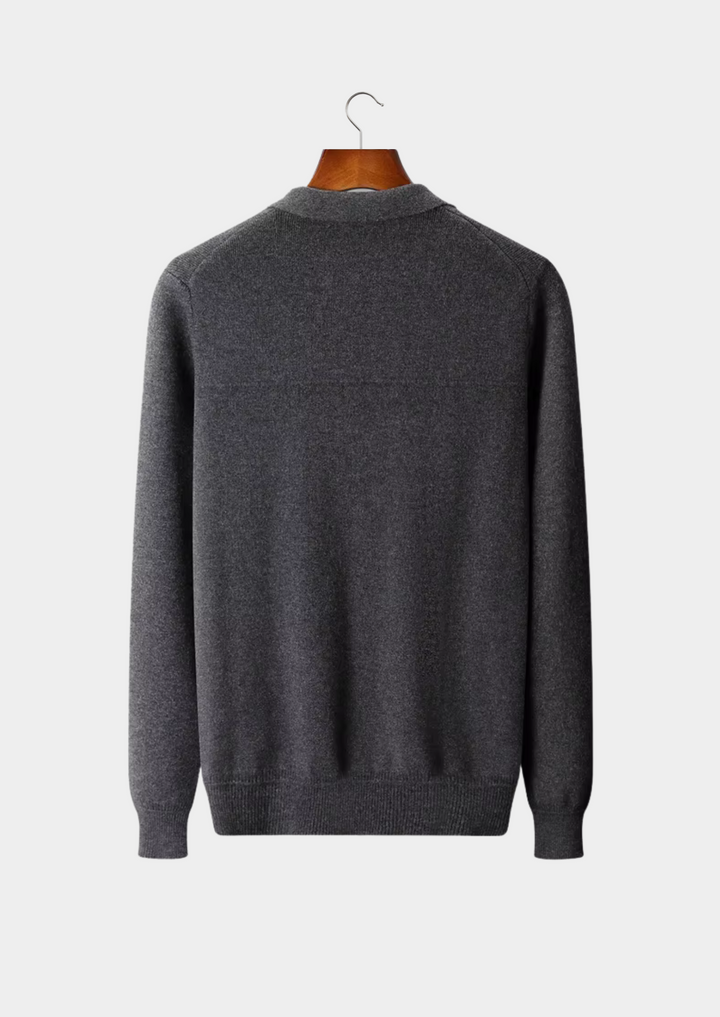 Men’s Wool Ribbed Polo Cardigan