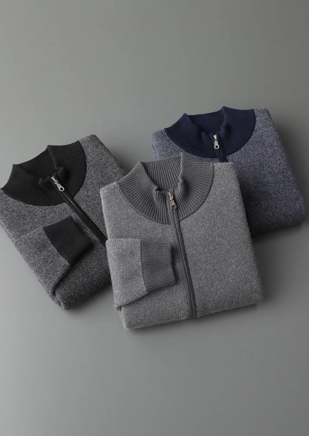 Men’s Knit Jacquard Zip Cardigan