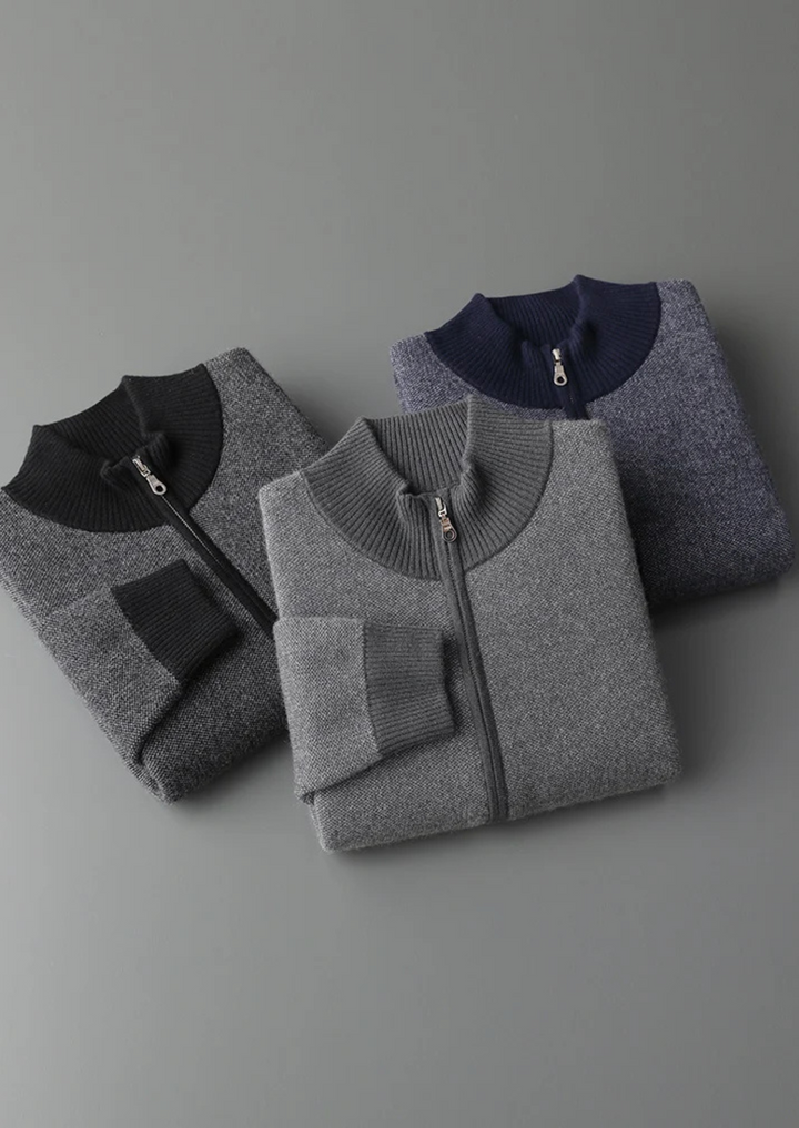 Men’s Knit Jacquard Zip Cardigan