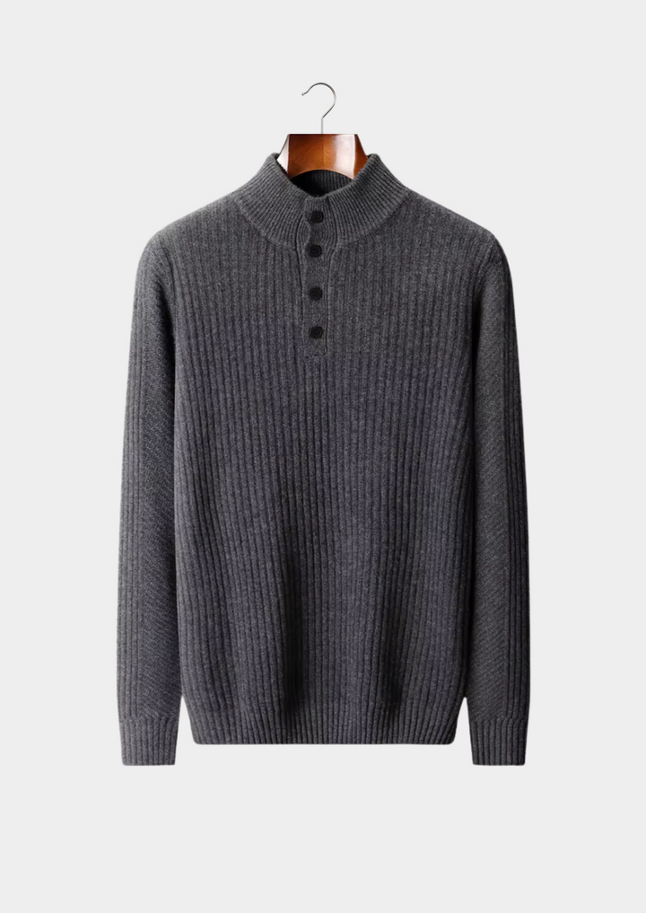 Men’s Wool Ribbed Henley Sweater