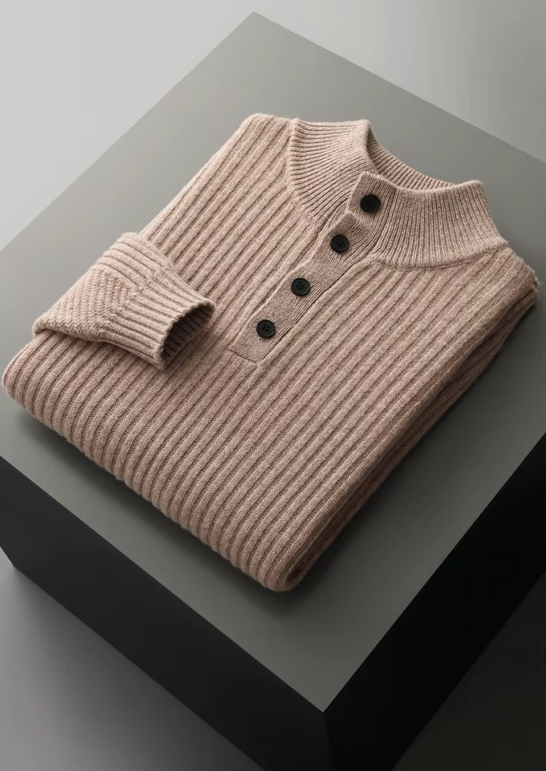 Men’s Wool Ribbed Henley Sweater