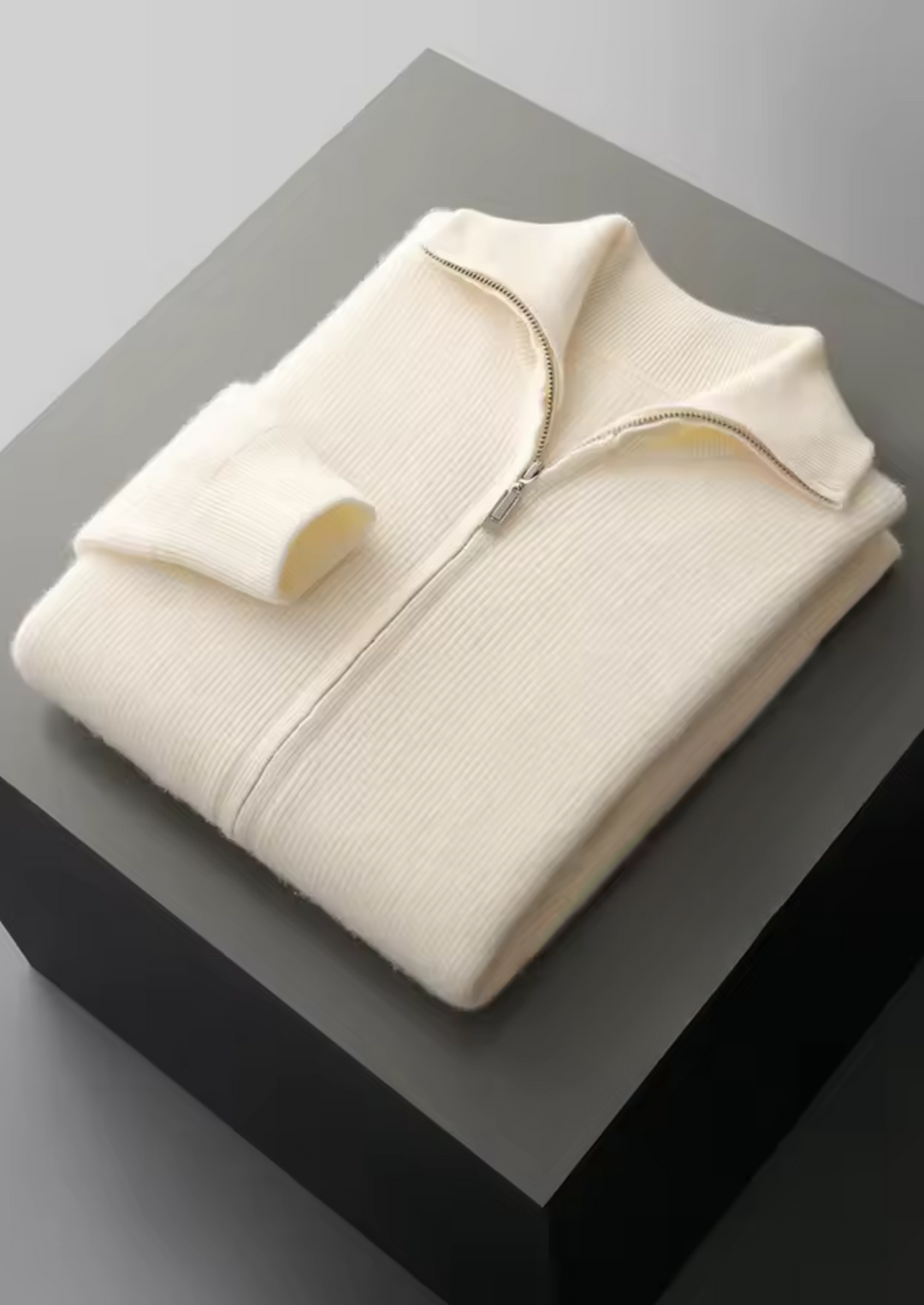 Men’s Wool Ribbed Zip Cardigan
