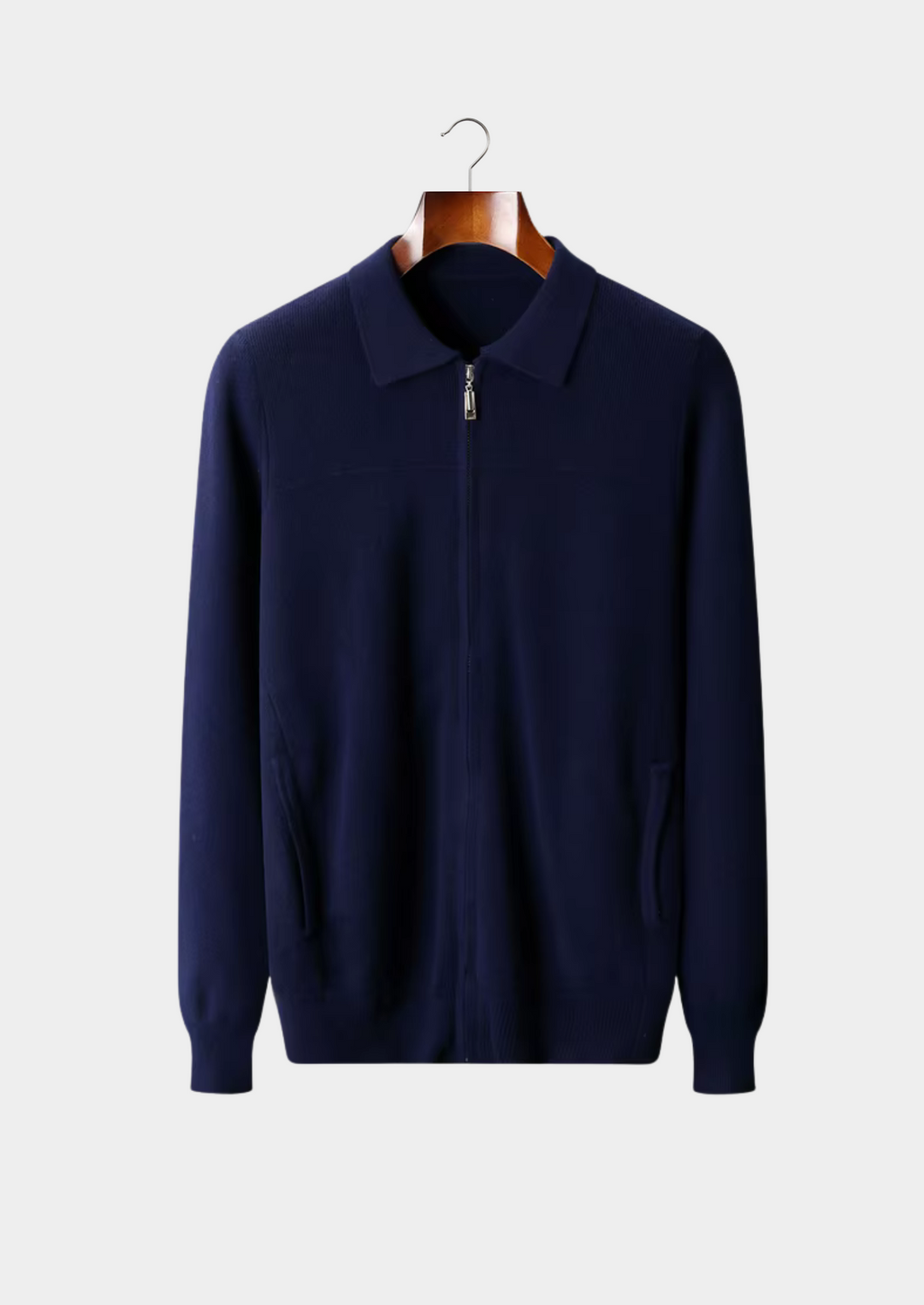 Men’s Wool Ribbed Polo Cardigan