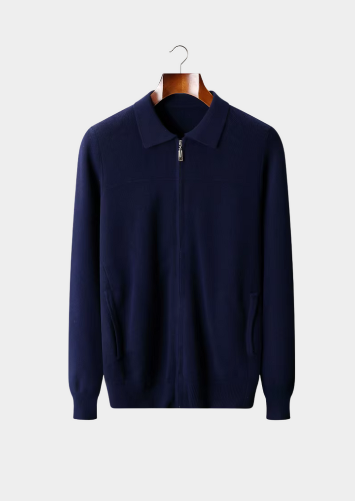 Men’s Wool Ribbed Polo Cardigan