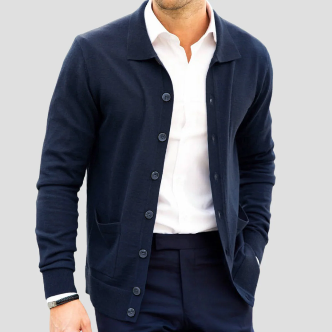 Men’s Acrylic Knit Polo Cardigan