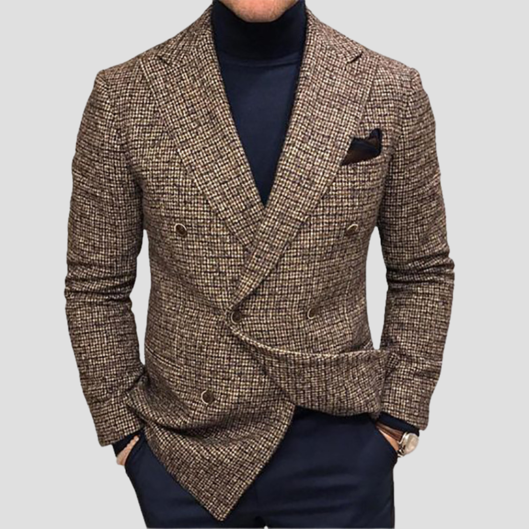 MEN’S CHECK BLAZER WITH TWO-ROW BUTTON FRONT