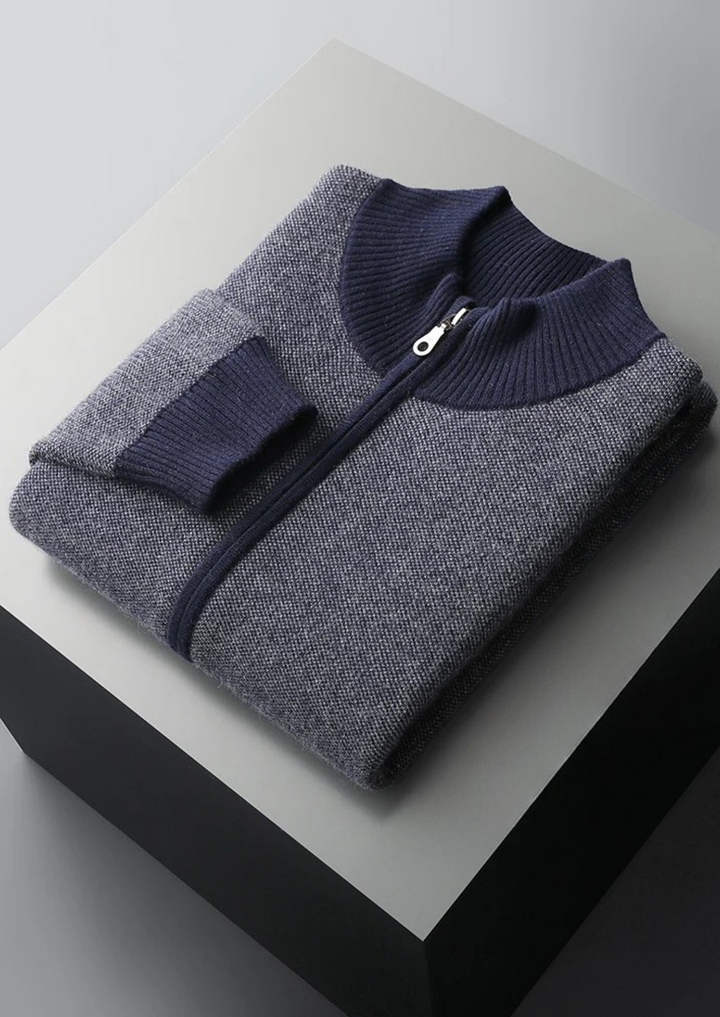 Men’s Knit Jacquard Zip Cardigan