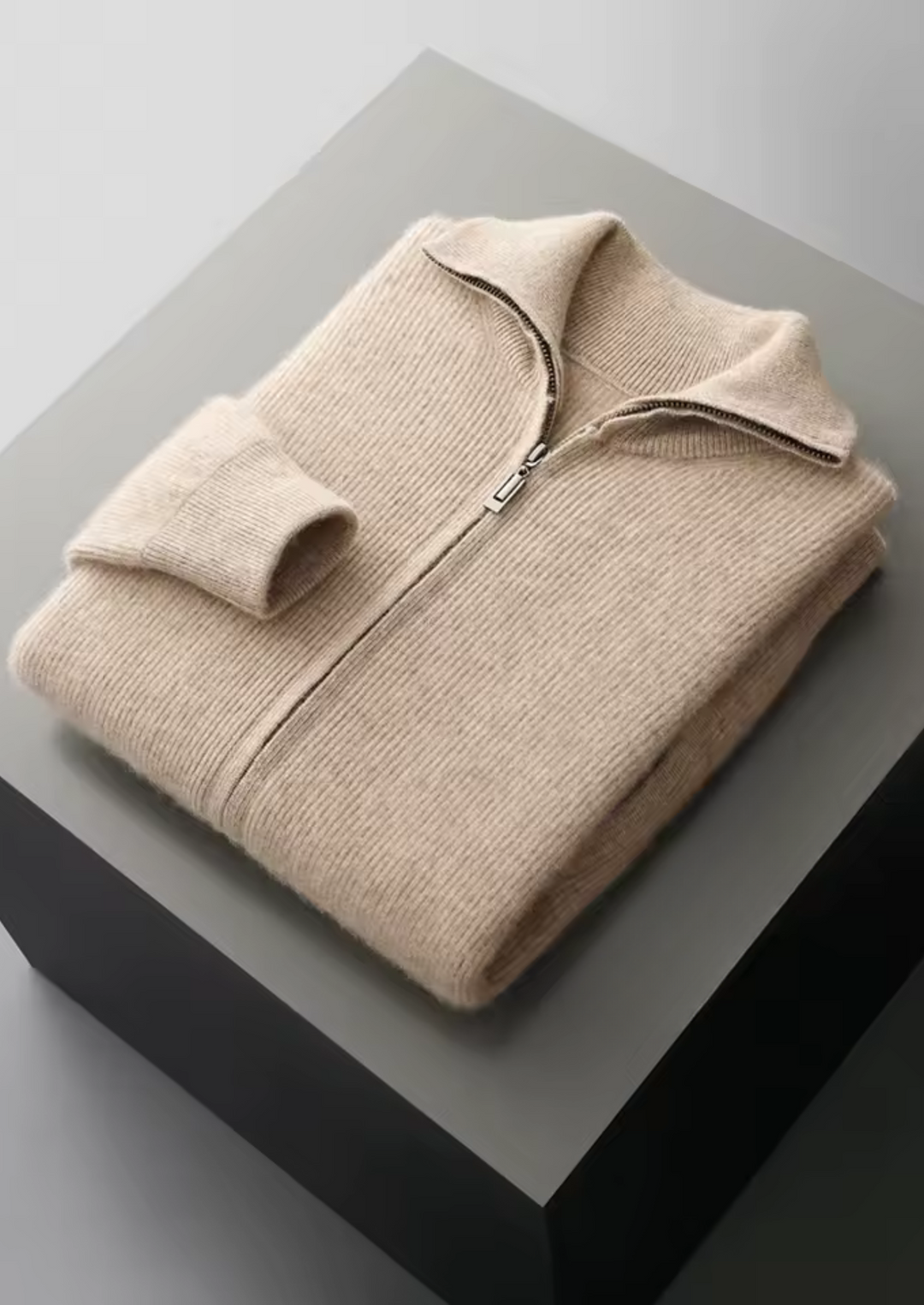 Men’s Wool Ribbed Zip Cardigan