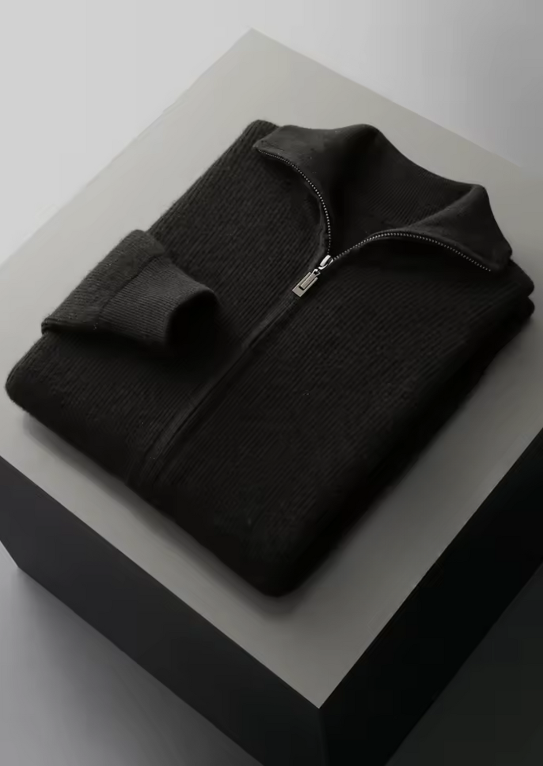 Men’s Wool Ribbed Zip Cardigan