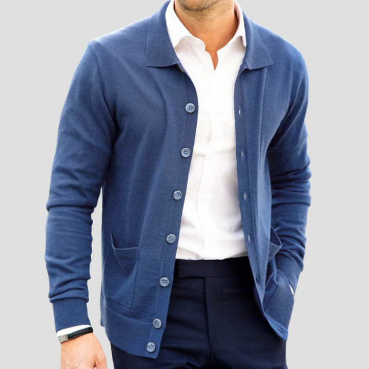 Men’s Acrylic Knit Polo Cardigan