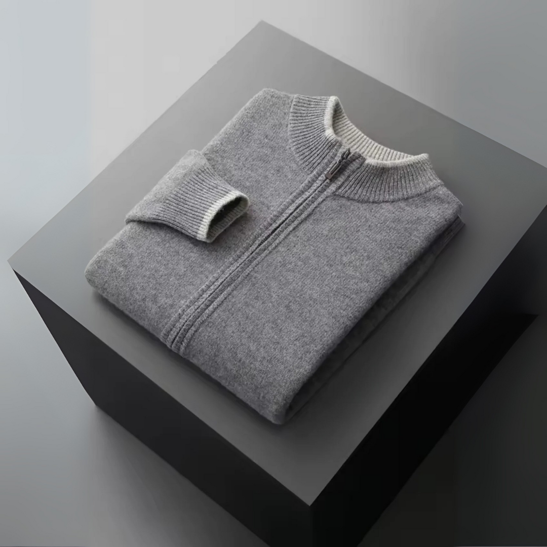 Men’s Two Tone Merino Wool Zip Cardigan