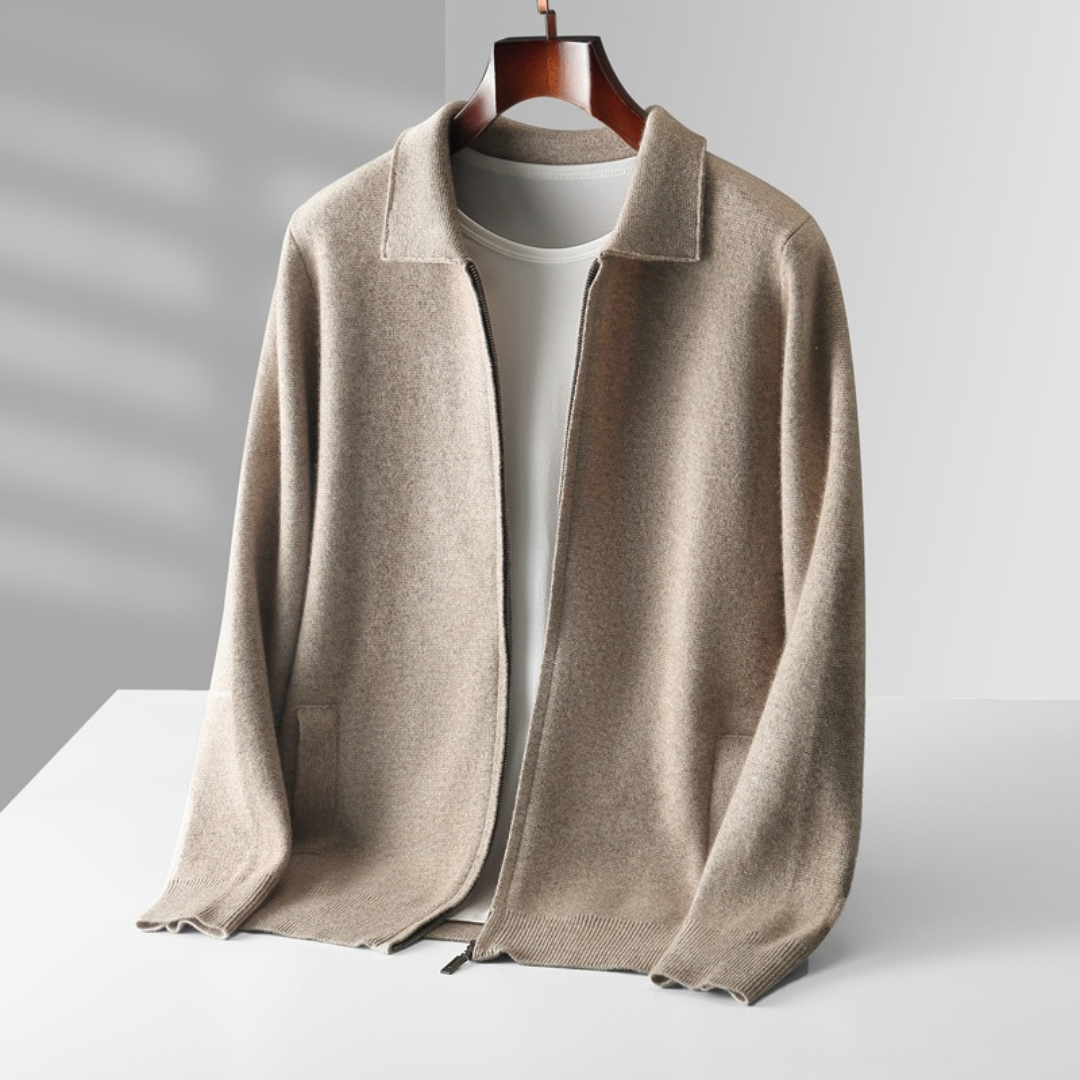 Men’s Pure Wool Zip Knit Cardigan