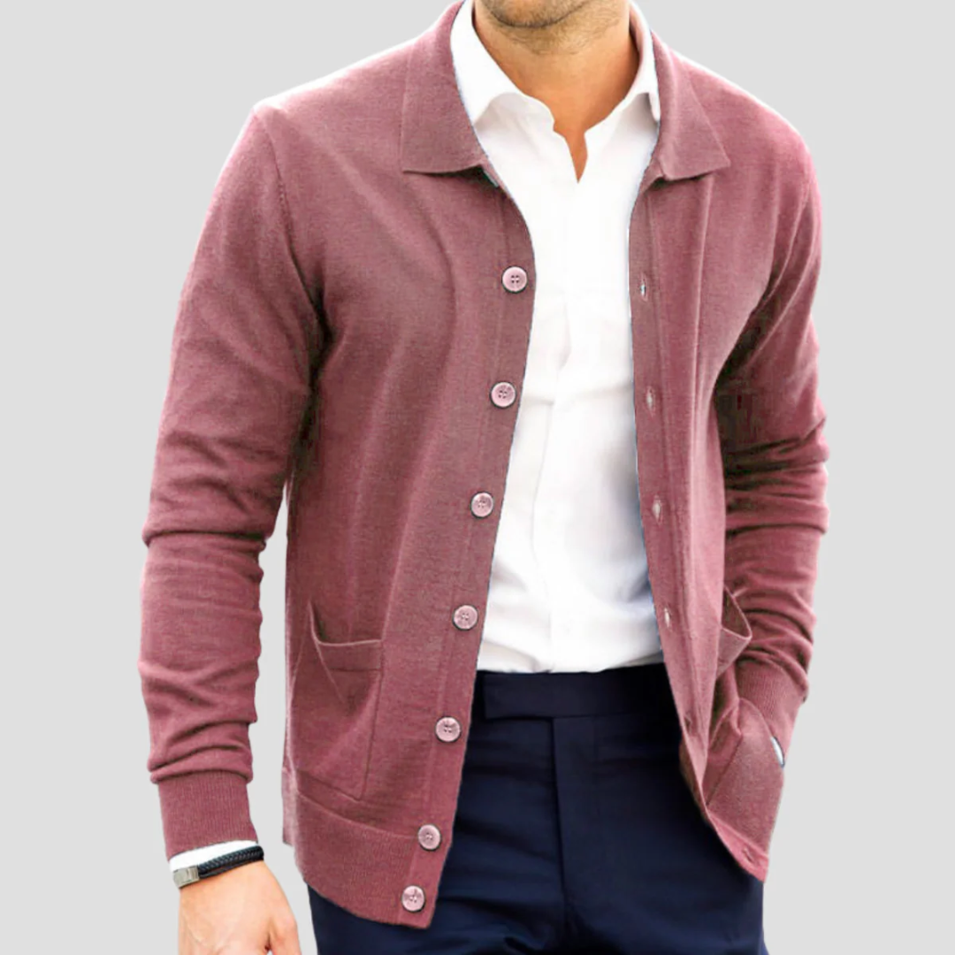 Men’s Acrylic Knit Polo Cardigan