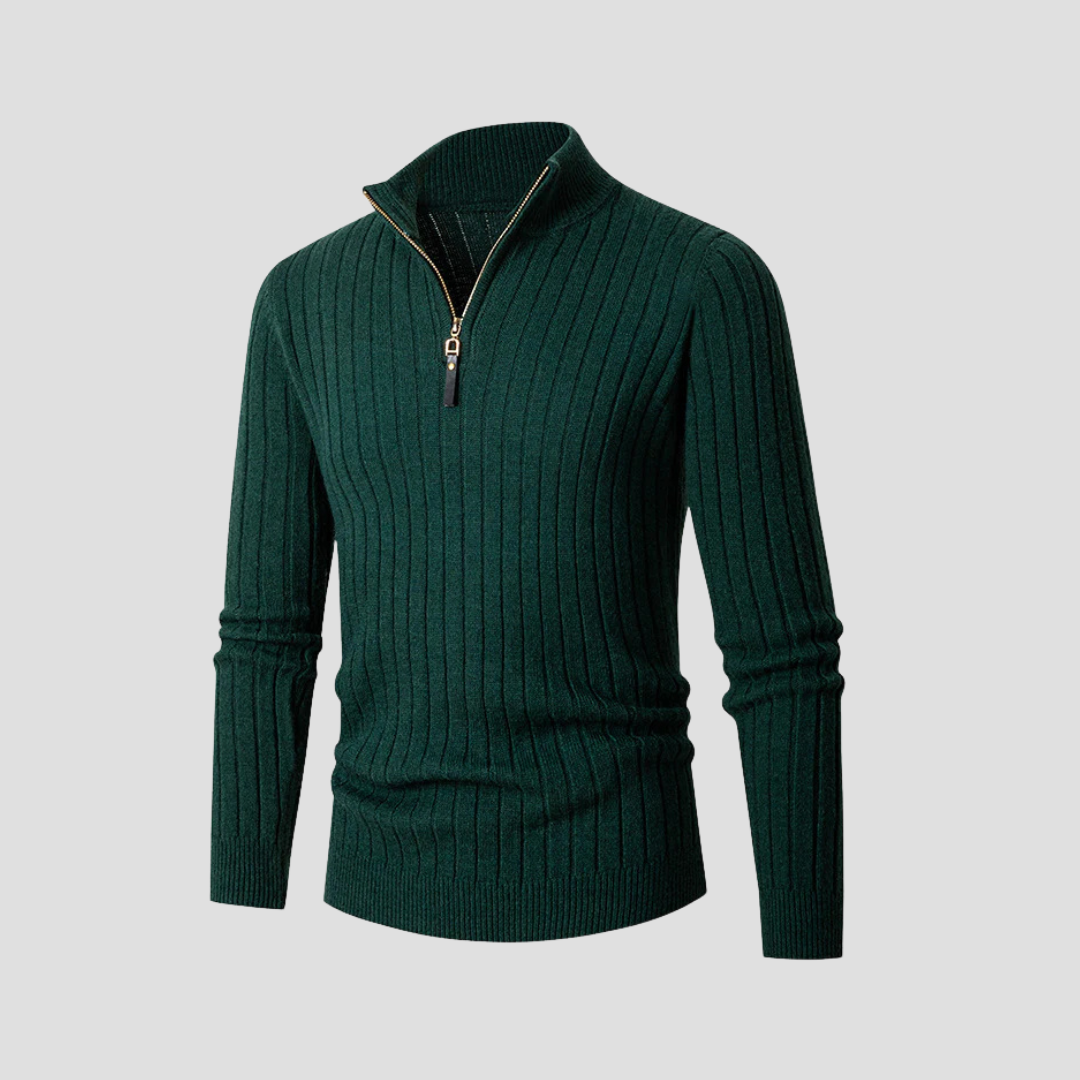 Men’s Ribbed Half Zip Jumper