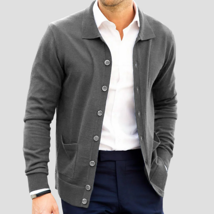 Men’s Acrylic Knit Polo Cardigan