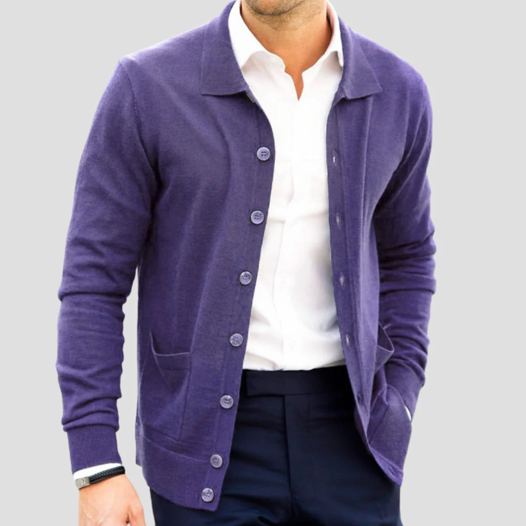 Men’s Acrylic Knit Polo Cardigan