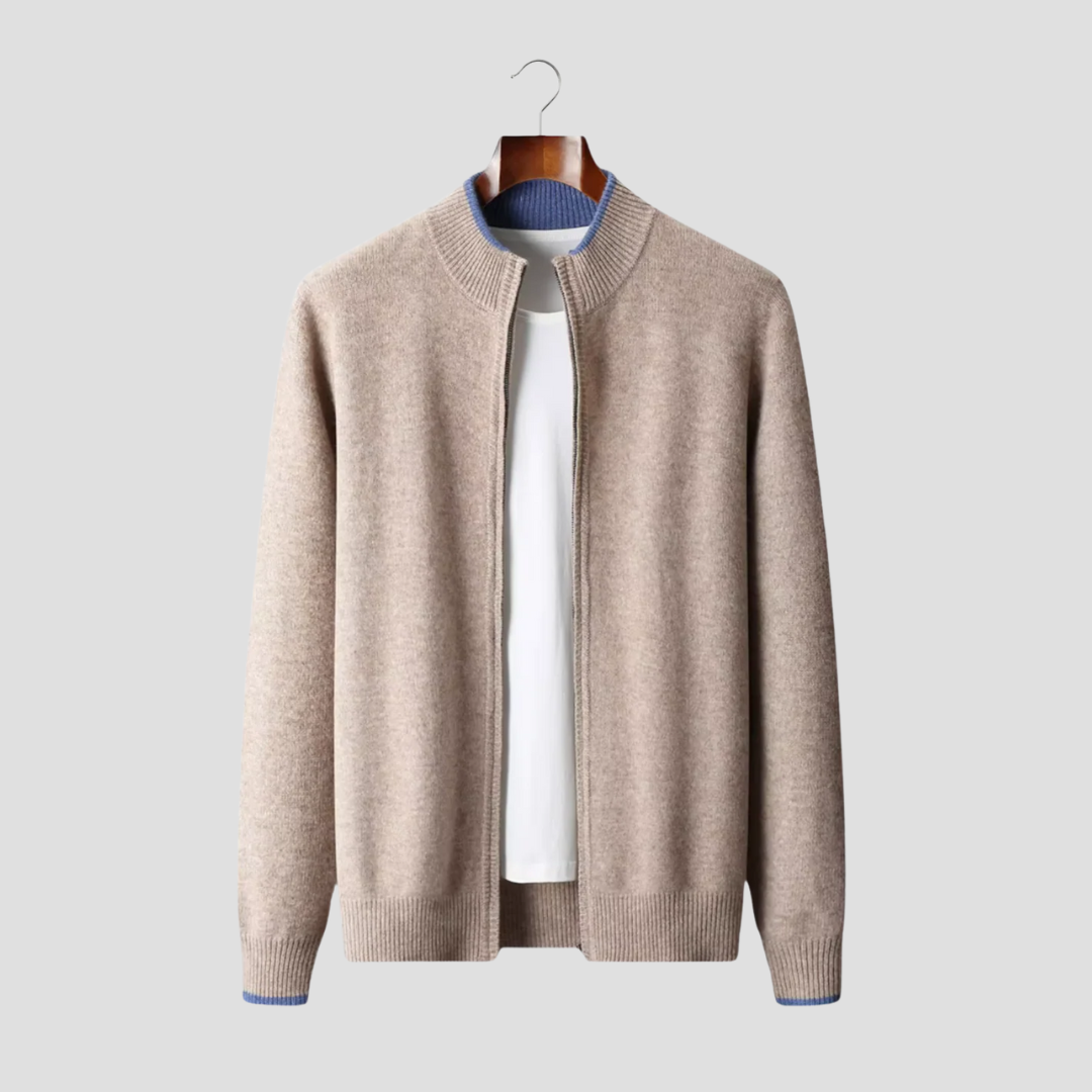 Men’s Two Tone Merino Wool Zip Cardigan
