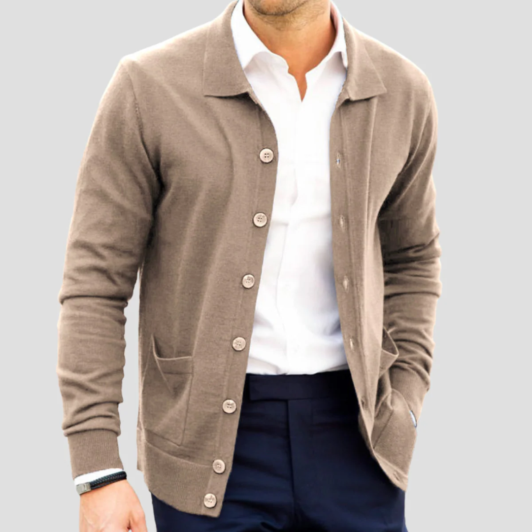 Men’s Acrylic Knit Polo Cardigan