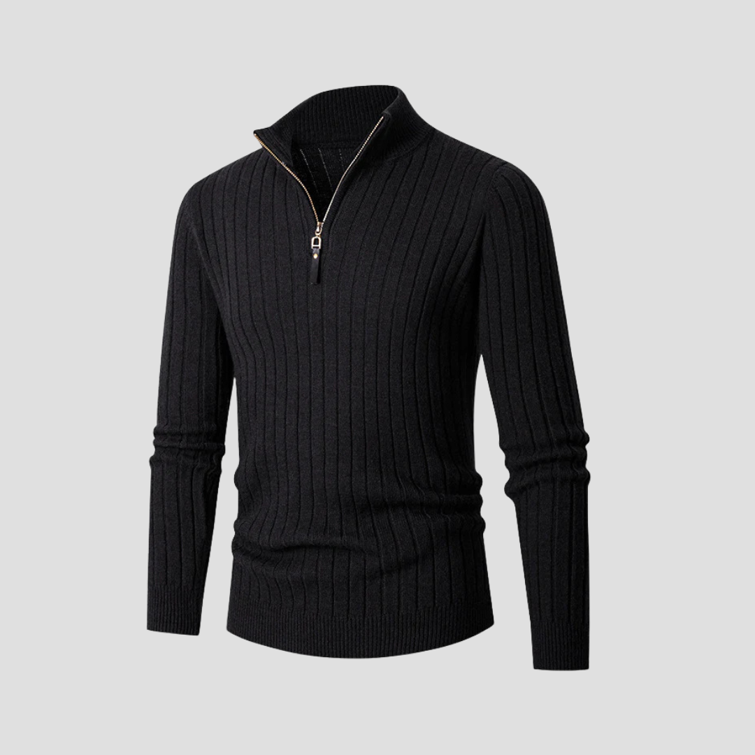 Men’s Ribbed Half Zip Jumper
