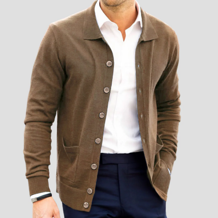 Men’s Acrylic Knit Polo Cardigan