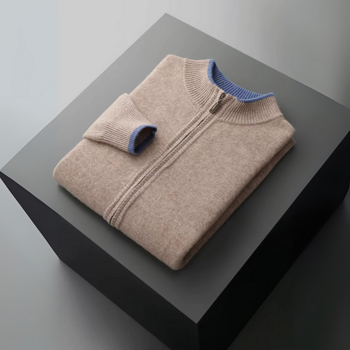 Men’s Two Tone Merino Wool Zip Cardigan