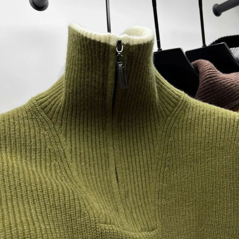 Men’s Stand Collar Pullover with Zipper – Sporty & Elegant