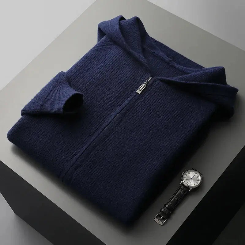 Men’s Wool Blend Zip Hooded Cardigan