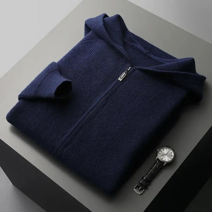 Men’s Wool Blend Zip Hooded Cardigan