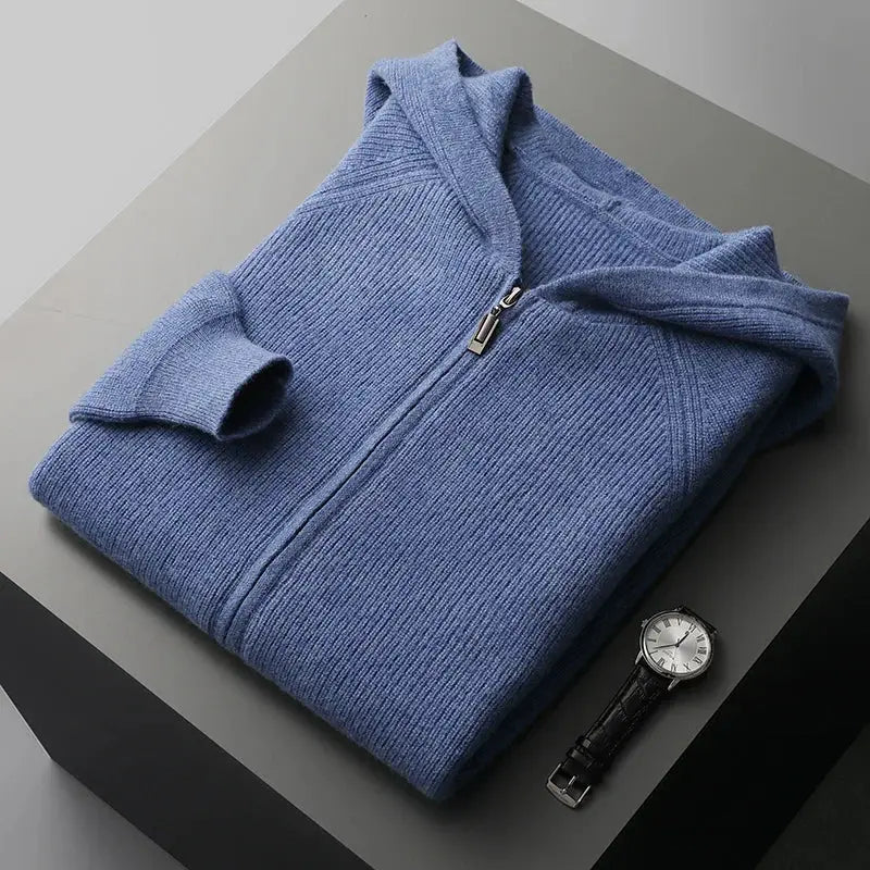 Men’s Wool Blend Zip Hooded Cardigan