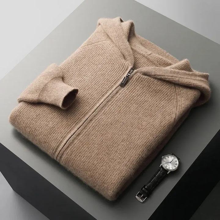 Men’s Wool Blend Zip Hooded Cardigan