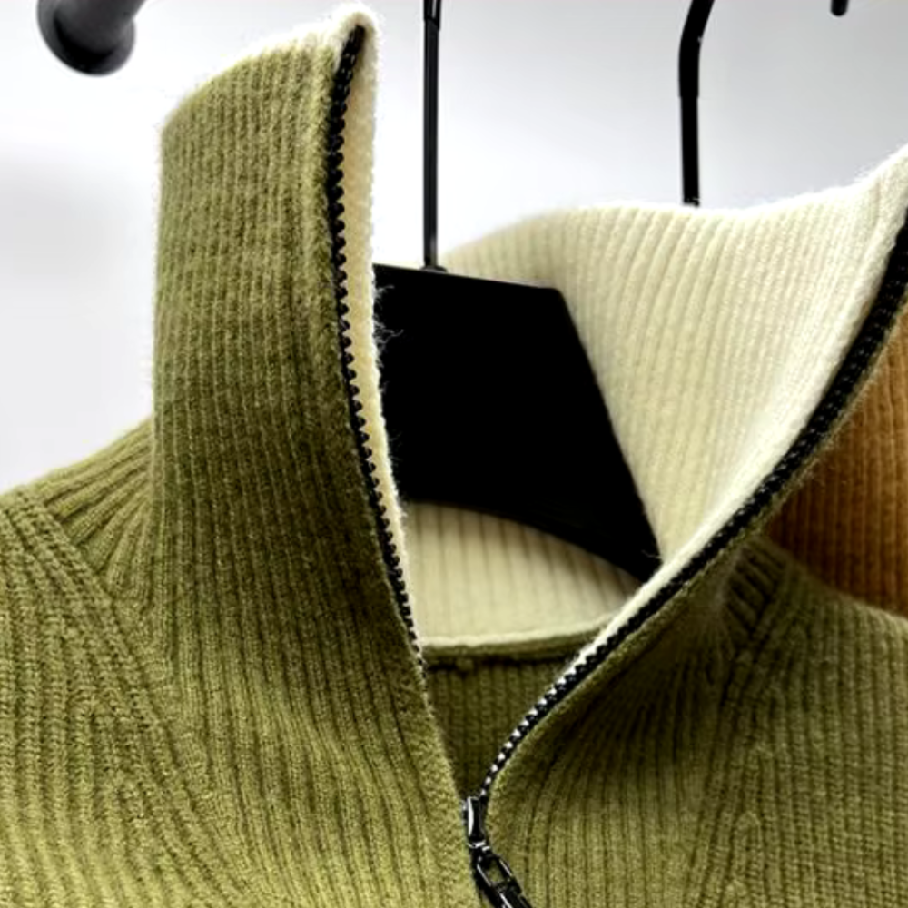 Men’s Stand Collar Pullover with Zipper – Sporty & Elegant