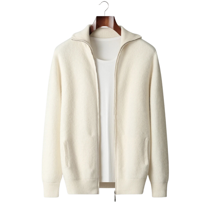Men’s Wool Ribbed Zip Cardigan