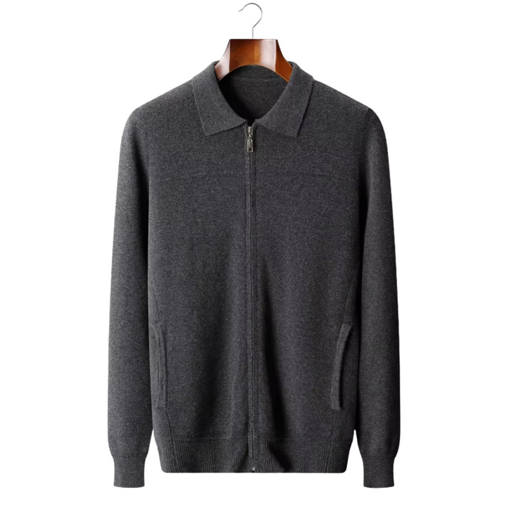 Men’s Wool Ribbed Polo Cardigan