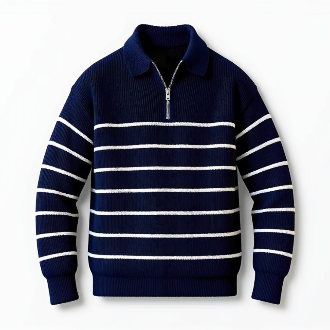 Men’s Striped Cotton Pullover – Casual Knitwear